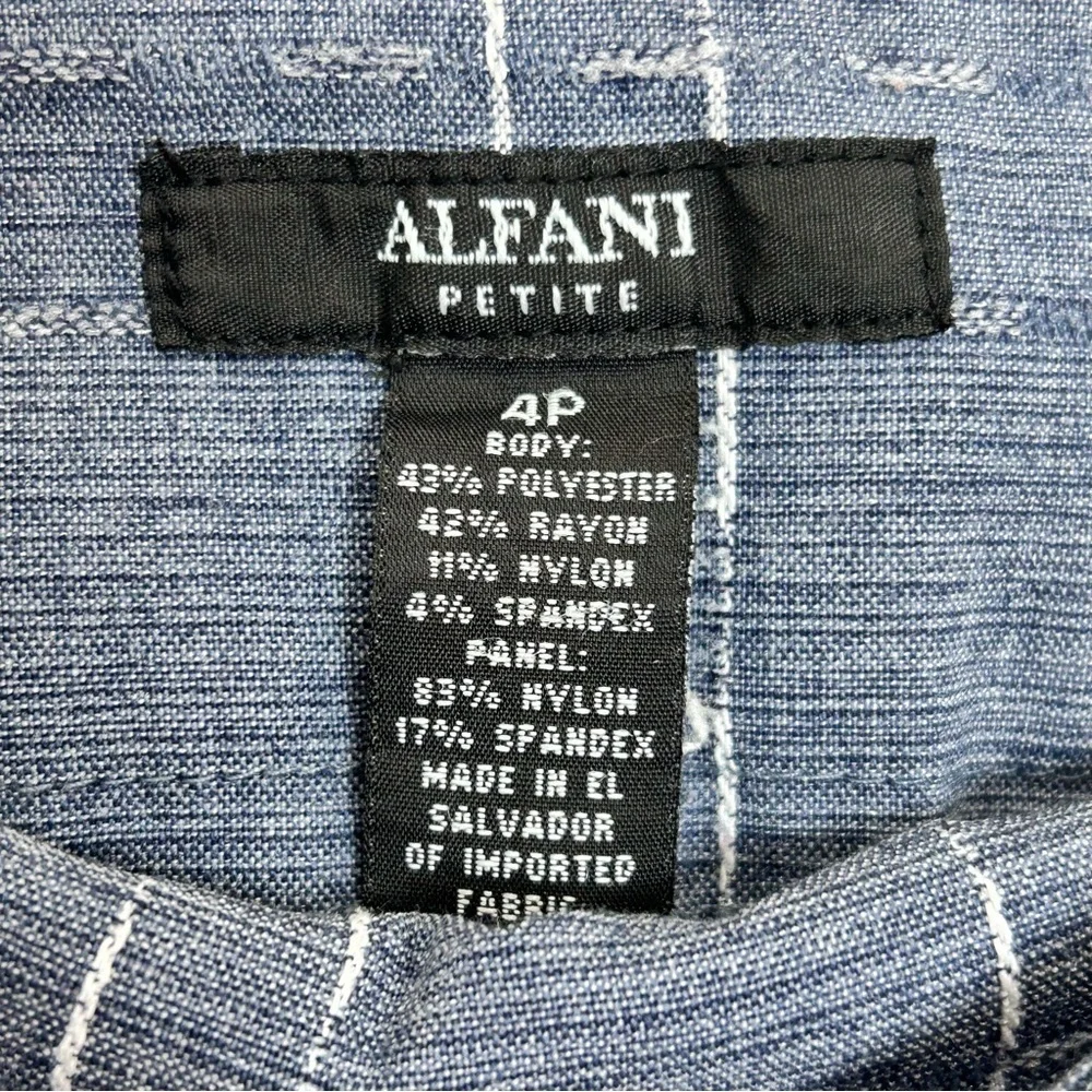 Alfani Petite Blue Pinstripe Pull-On Slim Cropped Dress Pants Size 4P